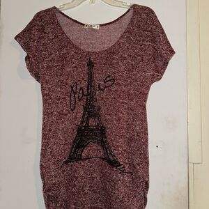 Women's Maroon Paris Graphic Top